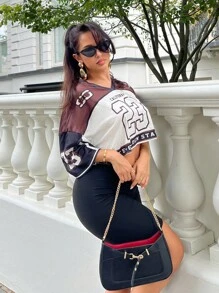 NegzBox Femme Décontracté Col V Lâche Manche 3/4 Maille T-Shirt, Convient Pour L'été, Convient Pour Les Jeux Sportifs - Multicolore - Voir 4