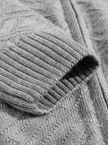 EURMUSE Men Rib Knit Button Front FW Fashion Regular Knitwear Cardigan - Grey - View 5