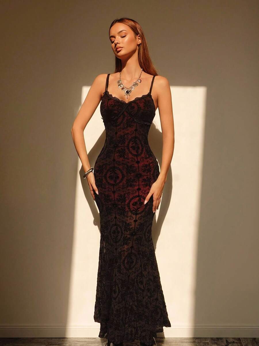 EgrlEra Váy chữ A màu tương phản phong cách Gothic cho lễ Halloween - Nhiều màu - Xem 1