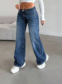 EURMUSE LOW RISE STRAIGHT CYT WOMEN BLUE JEAN - Dark Wash - View 7