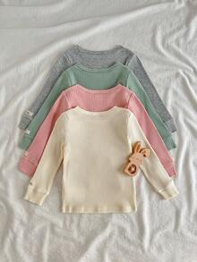 Loomiva 4 Stücke/Set Baby- und Kleinkind Tops Set in unifarbener Passform, bequem und alltagstauglich, unisex