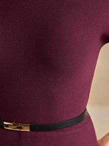 Anewsta Vestido de punto largo elegante y de moda 2 en 1 para mujer - Burdeos - Ver 8