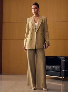 MOTF PREMIUM ÁO BLAZER NHẸ KÉP CỜ KÉP CỠ VỚI CHI TIẾT ĐÁ NHẠT - màu xanh lá - Xem 5