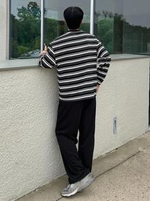 DAZY Men's Striped Letter Embroidered Top & T-Shirt Set, Autumn - Multicolor - View 2