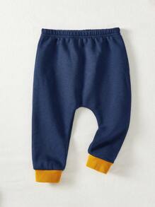 Cozy Pixies 2 件装男婴熊图案套头衫和抽绳裤秋冬套装 - 藏蓝色 - 查看 6