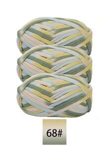 3pcs Polyester Satin Ribbon Yarn Bundle, Approximately 300g, Multi-Color And Mixed Color Self Peeling Gauze, Knitted Yarn, Colored Cloth, T-Shirt Yarn Fabric - Used For DIY Crochet Slippers, Bags, Storage Baskets Production - Multicolor - View 33