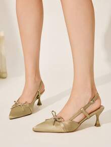 CUCCOO CHICEST Zapatos de tacón alto con punta afilada, tira de tobillo y lazo para mujer, de estilo vintage clásico, cómodos y versátiles, nuevo diseño