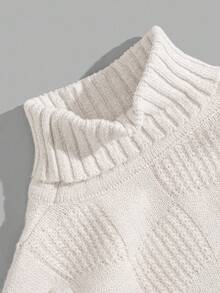 EURMUSE Men Rib Knit Turtle Neck FW Fashion Regular Sweater - Beige - View 4