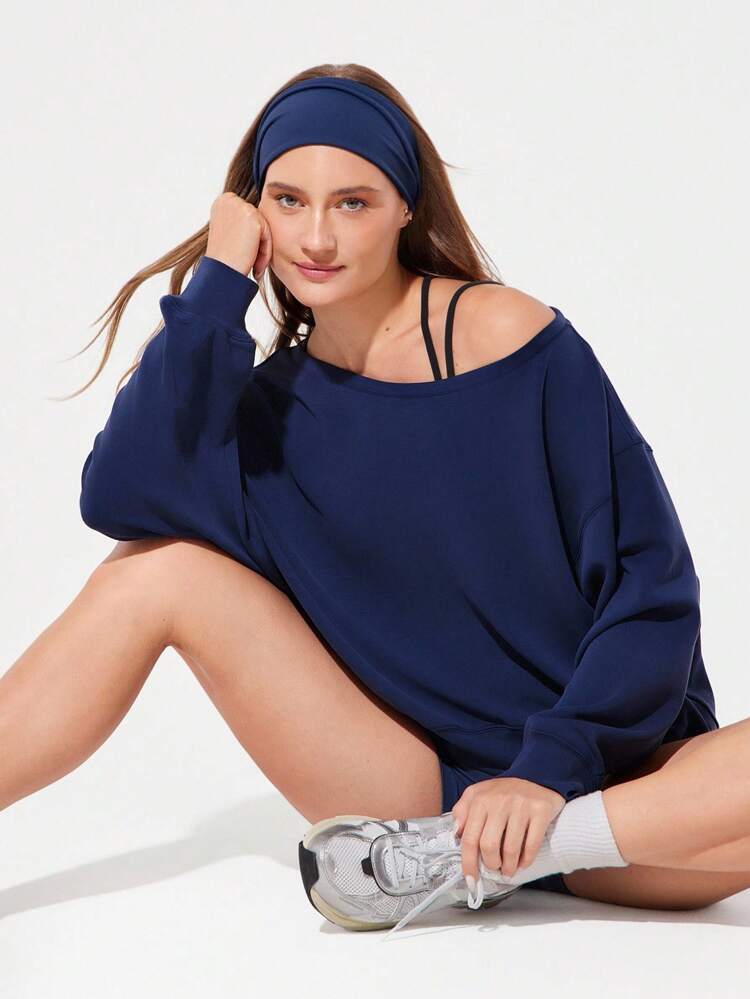 Modal Soft Oversized Off-Shoulder Sweatshirt Daily Casual   Spring Summer