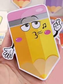 SHEIN 6 件铅笔便签、动物便签、可爱自粘笔记本、趣味粘性便签、适用于学生、教室、学校、办公室、礼物、返校、学校用品、学校、便签、美观学校用品、文具 - 彩色 - 查看 4