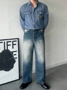 DAZY Men's Autumn Washed Blue Denim Jacket - Blue - View 3