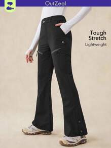 OutZeal 女士户外黑色裤子，适合露营、徒步旅行，防水弹力修身喇叭裤腿，带口袋 - 黑色 - 查看 12