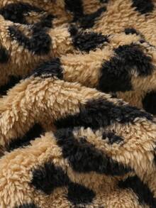 Cozy Pixies 女婴豹纹3D立体耳朵连帽长袖外套，加厚保暖内衬，适合秋冬季节穿着