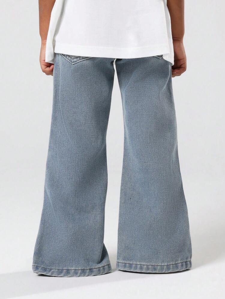 Relaxed Flare Denim Jeans With Side Split