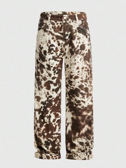 Street Life بنطلون جينز رجالي فضفاض واسع الساق بتصميم صبغة التعتيق مع جيوب