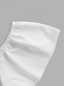 Bộ 2 món họa tiết hoa cho bé gái: Áo crop top nhún bèo và quần ống rộng họa tiết hoa, thích hợp cho đám cưới, phong cách dễ thương, thiết kế họa tiết hoa/trang trí một phần - Nhiều màu - Xem 4