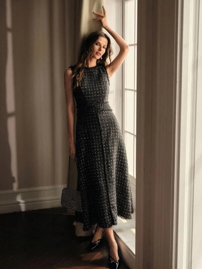 MOTF PREMIUM VESTIDO COM ZÍPER EM TWEED