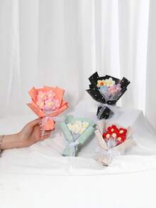 创意仿真花纱花泡芙花配礼袋，妈妈情结，生日礼物，节日礼物，派对礼物返校情人节 - 彩色 - 查看 4