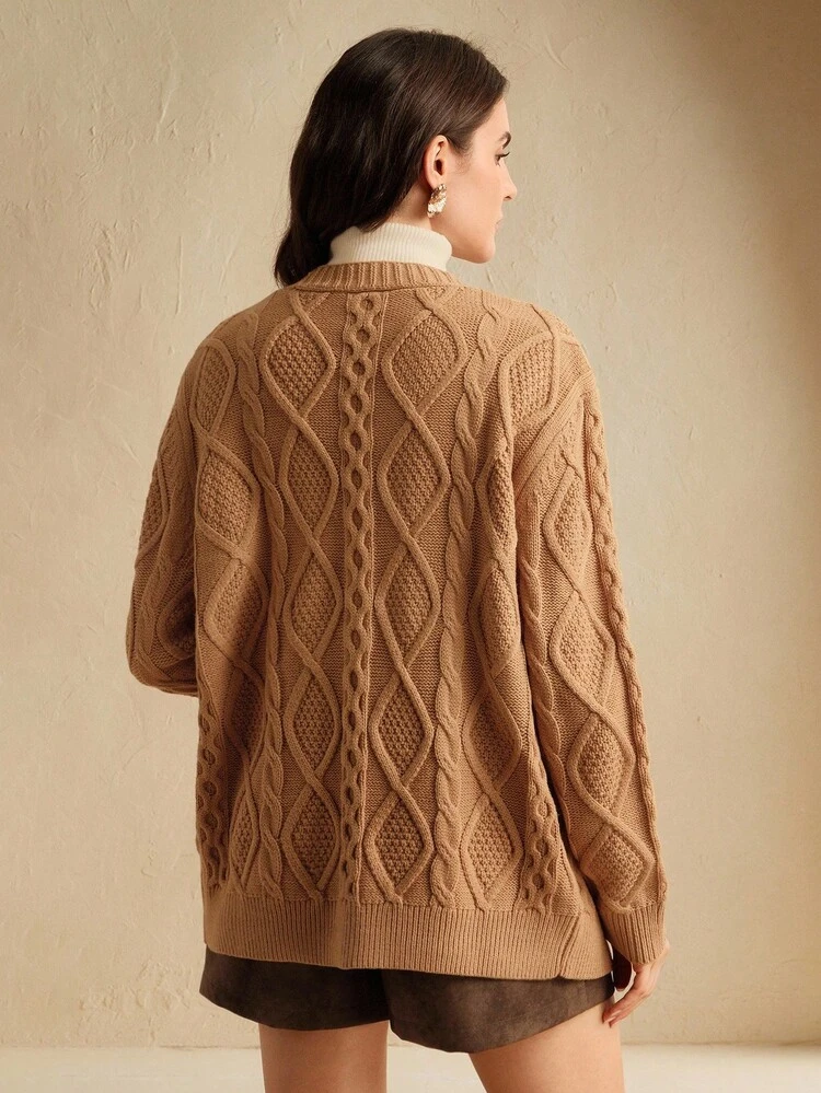 Women's Fashionable Bee Rhinestone Decor Long Sleeve Knitted Cardigan, Autumn/Winter