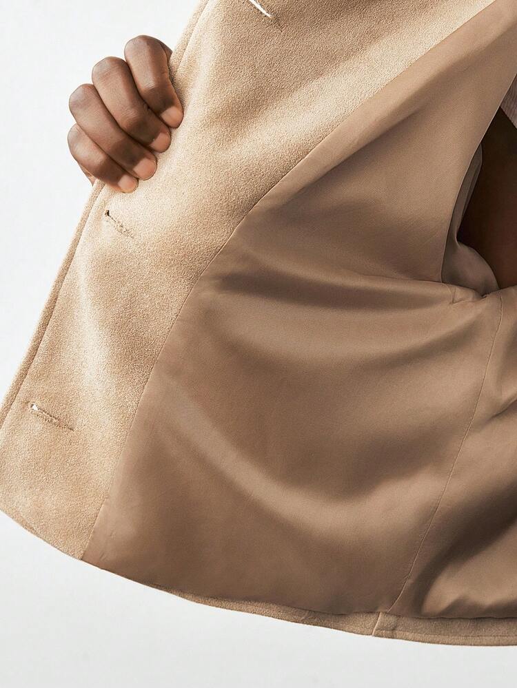 SHEIN Maija Women's Casual Versatile Solid Color Double Pocket Cropped Jacket In Fall/Winter