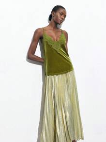 Maija Damska koronkowa, patchworkowa, aksamitna bluzka na imprezę świąteczną, elegancka i inteligentna, jesienno-zimowa, walentynkowa, kobieca gościni na weselu, piękna, francuska, luźna, luksusowa, inteligentna i elegancka, stylowa, na rejsy wycieczkowe w starym stylu - Zielony - Zobacz 7