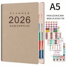 SHEIN 2026 A5 Grand Standard Plan Calendar Planning ,Comes With Stickers,High Quality PU Leather (January December) Daily, Weekly, And Monthly Agendas, 100g Of Paper, 365 Day To-Do List, Planner's Selection, Perfect Gift!, School Supplies,Back To School - A5 - View 4