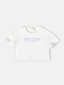 SUMWON Academy All Day Fun Baby Girls Summer Two Piece Set Crop Top With Knee Length Shorts Casual Daywear Outfit With Text Print - Multicolor - View 4