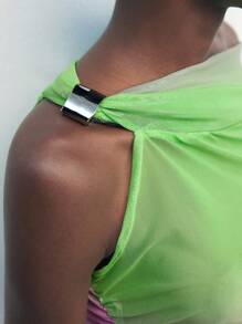 Maija Romantisches, modisches Damen-Farbverlauf-Muster-Mesh-Asymmetrisches-Ärmelloses-Top, Sommer-Romantik, Mode, vielseitig; geeignet für Sommerurlaub, bequem