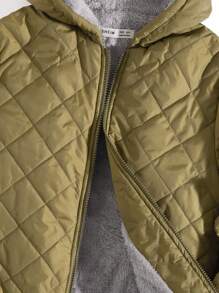 SHEIN Tween Boy Comfortable And Warm Casual Military Green Fleece Fashionable Jacket, Suitable For Outer Wear, Back To School Season;Boys Winter Clothes;Boys Fall Clothes;