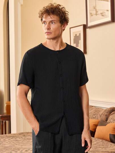 EverLounge Áo ngủ cotton phong cách Anh cổ điển dành cho quý ông