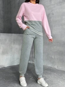 EURMUSE 女士两件套运动衫和运动裤套装 - 彩色 - 查看 7
