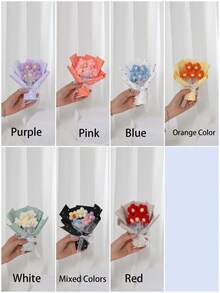 创意仿真花纱花泡芙花配礼袋，妈妈情结，生日礼物，节日礼物，派对礼物返校情人节 - 彩色 - 查看 2