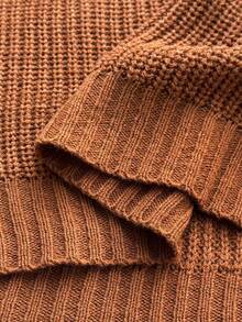 Maweii 大码女式纯色优雅毛领针织套头衫 - 駝色 - 查看 7