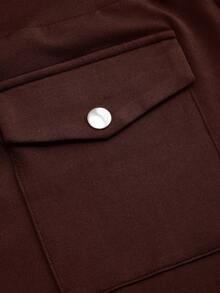 EMERY ROSE Plus Size High Waist Fold-Over Cargo Running Shorts With Pockets, Tummy Control & Butt Lifting - Brown - View 3
