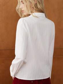 Écloséra Blusa casual de manga larga con un solo botonadura, bordado floral, estilo retro francés para mujer