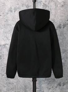 SHEIN 1-Pack Tween Boy Casual Sports College Art Retro Hooded Jacket With Grab Material Sweater Suitable For Kids Outfits Toddler Boy Clothes Back To School Boys Set Suitable For Birthday Parties, Evening Parties, Performances, Weddings, Baptisms, Opening Ceremonies Daily Suitable For Daily Use Suitable For School Suitable For Travel Suitable For Sports Suitable For Autumn And Winter Seasons Suitable Joggers Boys Coats Kids Boy First Day Of School Winter Jacket Winter Coat Coats Goth Goth Clothes Fall - Black - View 5