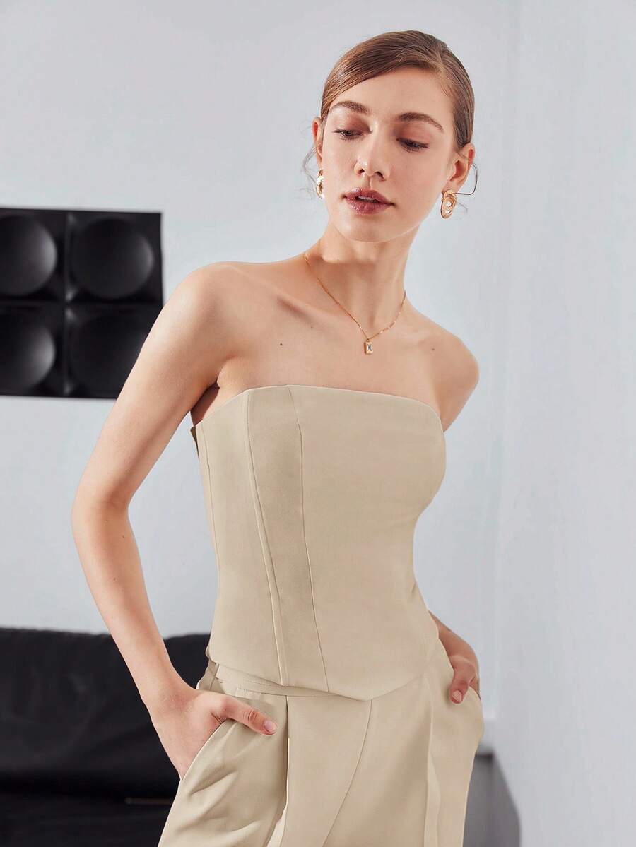 MOTF PREMIUM 胶骨拉链上衣 - 杏色 - 查看 1