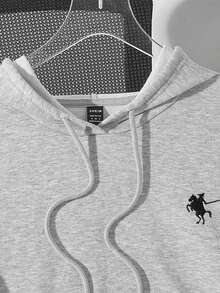 Attitoon Casual Minimalist Printed Hooded Long Sleeve Loose Fit Women Hoodie Sweatshirt, Suitable For Fall/Winter, With Embroidered Small Logo Knight Hoodie Horse Rider Hoodie Graphic Hoodie Grey Hoodie Embroidered Hoodie