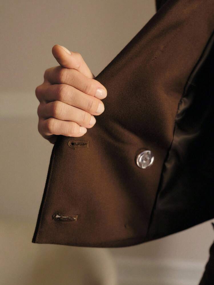DOUBLE BREASTED PLACKET CROP BLAZER , FALL WINTER