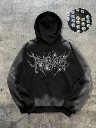 Street Life Men's Tie-Dye Pattern Long Sleeve Casual Loose Hoodie Sweatshirt (Random Rhinestone Decor)