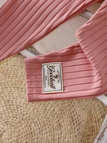 女婴可爱卡通图案连帽卫衣和松紧腰裤套装，秋冬秋季服装 - 彩色 - 查看 5