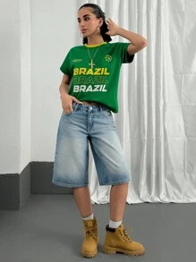 EURMUSE Summer Casual Washed Low Waist Denim Shorts - Light Wash - View 5