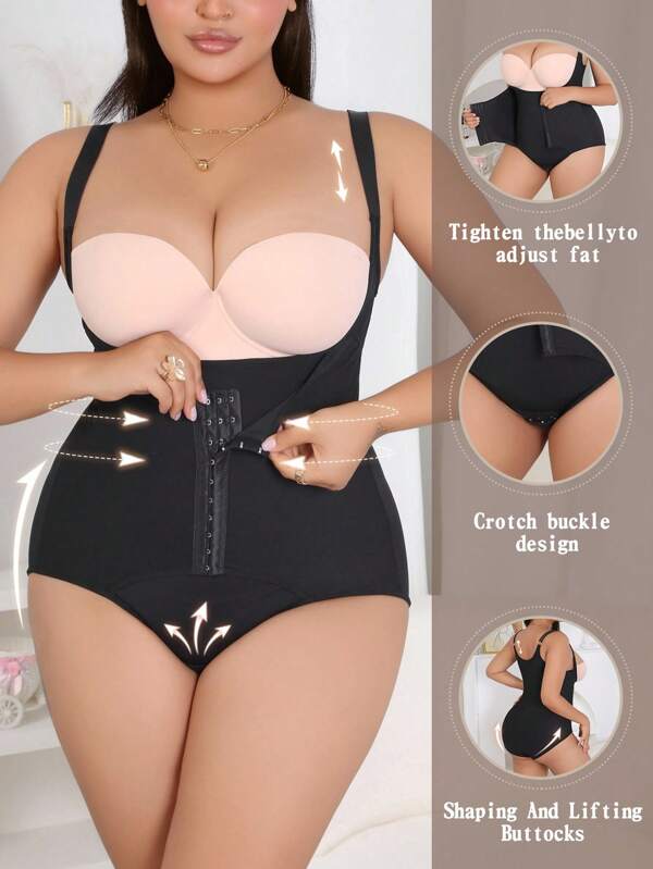SHEIN Shaping Sleeveless Bodysuit With Elastic, Comfortable And Triangular Crotch Opening