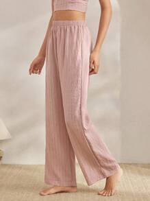 Ocili 女士弹力腰带条纹睡裤，秋冬季 - 粉色 - 查看 4