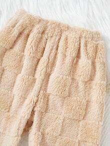 SHEIN 4 件套家庭装格子法兰绒睡衣套装，舒适长袖衬衫和裤子休闲家居服，母子装（单独出售）