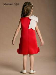 Glamorique Kids Young Girls Flower Bridesmaid Dress, Christmas,Wedding, Flower Girl,Big Bow,Party Performance,Suitable For Formal Occasions, Stage, Piano Performance,Christmas Dress
