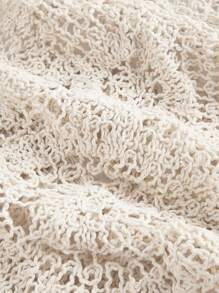 SHEIN MOD Plus Size Apricot Sheer Hollow Out Cardigan, Vintage Hollow Out Blouse,Back To School Crochet Vest Women Knit Top Women,Fall Clothes For Women - Apricot - View 3