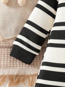 SHEIN 男宝宝休闲条纹翻领连体裤，适合秋冬季外出 - 彩色 - 查看 8