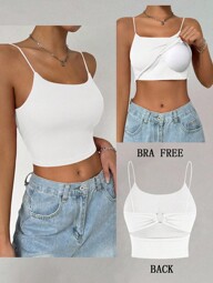 SHEIN Allurite Damski top z odkrytymi plecami i metalową klamrą