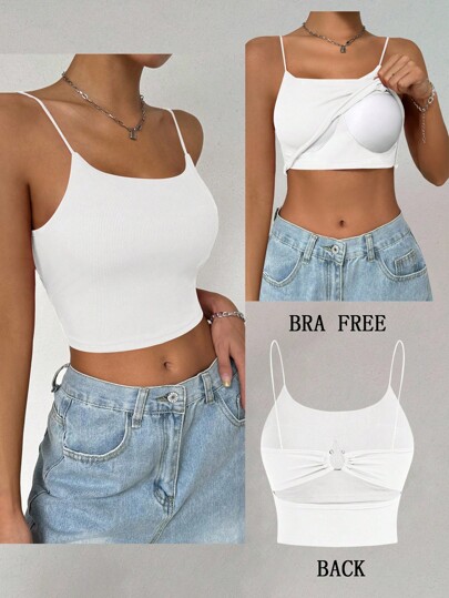 SHEIN Unity Damen Trägertop mit Metallschnalle und rückenfreiem Design